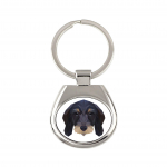 Teckel Wirehaired - geometric keychain with a photo and the inscription Art-Dog