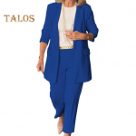 2 tk/komplekt Naise pidulik mantlip&uuml;kste komplekt, alla keeratav krae, pikkade varrukatega kampsun jakk Lahedad puhtav&auml;rvilised p&uuml;ksid vabaaja igap&auml;evane kandmine pendelriietus M sinine