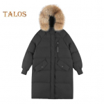 Talvine naiste puuvillane jope karvase kapuutsiga, pikkade varrukatega taskud soojust hoidev p&otilde;lvepikkus lukuga polsterdatud mantel &uuml;hev&auml;rviline tuulekindel v&auml;lir&otilde;ivas parka M must