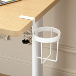 Koduklamber laual tassihoidja Horisontaalne vertikaalne lekkekindel Kontori lauaarvuti kruusiriiul Metallist klambriga veepudeli hoiualus valge