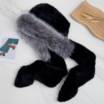 naiste talvem&uuml;ts lumem&uuml;ts, naiste kahepoolne paksendatud sall, m&uuml;ts, integreeritud talvine soe rebasekarvast peakate average size must