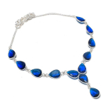 Blue Topaz Gemstone Handmade 925 Sterling Silver Jewelry Necklace 18 c9h25