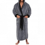 Meeste &ouml;&ouml;s&auml;rk kapuutsiga pikkade varrukatega, v&auml;rviga blokeeritud, paksendatud pl&uuml;&uuml;sist r&uuml;&uuml;, pitsiline v&ouml;&ouml;, pikk stiil XL hall