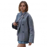 S&uuml;gistalvine naiste jope &Uuml;herealine kaherealine paksendatud kampsun avarad pikad varrukad, krae, rinnataskud, mantel M hall