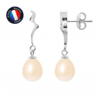 Boucles d'Oreilles - PERLINEA - Ruban - Perles de Culture 8-9 mm - Or Blanc - Femme