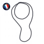 PERLINEA - Sautoir - Perle de Culture d'Eau Douce AAA+ - Semi-Ronde 7-8 mm - Noire - 120 cm - Bijoux Femme