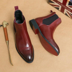 Veinpunased Meeste Chelsea Boots Flock &Uuml;mmarguse varbaga &auml;risaapad madala kontsaga meestele Slip on Men Boots Bots Pour Hommes 2024 40