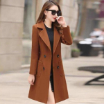Talvine Korea Versioon Kitsas ja &Otilde;huke Moodne Temperament Pikk V&ouml;&ouml;koht Villane Mantel Naiste Villane Mantel 4XL brown