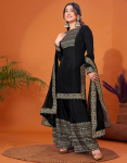 Naiste disainer Rayon Kurta Sharara Dupatta komplekt India peor&otilde;ivaste &uuml;lemine tuunika Kurti kleit S