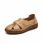 Suvised Retro Gladiaatorisandaalid Naistele Ehtsast Nahast Pealelibistatavad Madalad Kingad Mugavad Daamide Loafer-sandaalid Eakate Sandaalid Ema Kingad CN 36 maakollane v&auml;rv