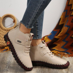 Talvised ortopeedilised saapad naistele S&uuml;gis S&uuml;gis Nahkkingad Karusnahaga Punased mokassiinid Naiste pahkluusaapad Ema Pl&uuml;&uuml;sist tossud Kingad CN 35(Insole 22.5 cm beež