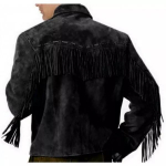 Fringed mootorrattanahast disainer seemisnahast lambanahast must k&auml;sitsi valmistatud meeste jope XS