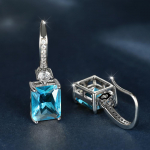 Valge kivi ruudukujulised rippuvad k&otilde;rvar&otilde;ngad naistele Princess Stone Drop Hoop k&otilde;rvar&otilde;ngad ADM valge