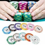 5 tk pokkerižetoonid kasiinom&uuml;ndid Mitme nimiv&auml;&auml;rtusega hasartm&auml;ngužetoonid Texase lauam&auml;ngud kasiinodele žetoonid peomeelelahutus 5pcs