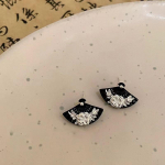 Chinese Classic Stud Earrings Fan-Shaped Lotus Retro Earring for Women Alloy Gold Silver Colors Flower Accessories Unique Birthday gift kuld