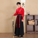 Suur suurus 4XL Hanfu meeste cosplay kost&uuml;&uuml;m Hiina traditsiooniline iidne Hanfu must-punane s&auml;rk + seelik + jope komplektid XL