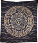 BLESS INTERNATIONAL India traditsiooniline mandala hipi seinaripp, puuvillane gobel&auml;&auml;n Ombre Bohemian voodikate (Sinine Kuld) Poster