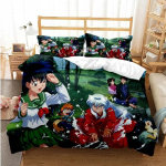 3D Prindiga Anime Inuyasha Voodipesukomplekt, Tekikott, T&auml;idisega tekk, Voodikomplekt, Tekikott, Padjap&uuml;&uuml;r, King-, Queen-, Twin-suurus, Poistele, T&uuml;drukutele, T&auml;iskasvanutele EU Single(135x200cm)