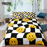 Kodu elamine Luksuslik 3D Doodle Romb Voodipesukomplekt Naerupildiga Tekikott Padjap&uuml;&uuml;r Queen ja King EU/US/AU/UK Suurus Tekk Voodipesu 140x200cm 3pcs