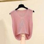 WTEMPO Suured kivist j&auml;&auml;siidist siidist vestid, naiste vabad &uuml;hev&auml;rvilised V-kaelusega varrukateta mantlid S valge