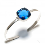 London Blue Topaz Gemstone Ethnic 925 Silver Cuff Bangle Adjustable d8z20