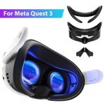 Vahetatav n&auml;oliides Meta Quest 3 VR-peakomplekti jaoks Nahast vahtplastist silmamask ninapadja n&auml;okate Meta Quest 3 tarvikute jaoks must