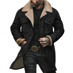 Meeste Jakk S&uuml;gis Talv Villane Mantel Rev&auml;&auml;r &Uuml;herealine Keskmise Pikkusega Tuulekindel Jakk Suede XXXL must