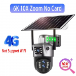 6K 12MP P&auml;ikesek&auml;igulised Kaamerad 4G SIM-kaardiga V&auml;litingimustes Kolme Objektiiviga 10x Suumiga J&auml;relevalve IP Traadita CCTV AI J&auml;lgimisega Kaamera 360 Turvakaamera V380 6K Cam 10xZoom