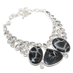 Mud Crack Fossil, Topaz Handmade 925 Sterling Silver Jewelry Necklace 18 f3y63