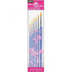 Pinceaux - PEBEO - Pochette de 6 - Polyamide dor&eacute; - Virole en acier inoxydable - Manche en bois