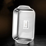 Kalagrilli roostevabast terasest s&uuml;vendav grillpann, paksendatud ristk&uuml;likukujuline mittenakkuv kalataldrik kaanega mereandide taldrik Kahekordne k&otilde;rvaalus 36 x 22 x 5cm