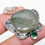 Labradorite, Diopside 925 Sterling Silver Jewelry Pendant 1.85 o9d18