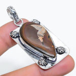 Mud Crack Fossil handmade 925 Steling Silver Jewelry Pendant 2.32 M9j06