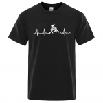 Mountain Bike Heartbeat Funny Mtb Dirt Bike Meeste T-s&auml;rk Hip Hop vabaaja topid Summer Street T s&auml;rk Suur puuvillane l&uuml;hikeste varrukatega S must