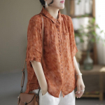 Naiste puuvillane suvine suuruses T-s&auml;rk polokraega, lahtine, tr&uuml;kiga, vabaaja pullover-s&auml;rk, top M punane