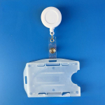 Sisset&otilde;mmatav v&otilde;tmehoidja t&otilde;mbem&auml;rgi rulli ID kaelapael nimesilt l&auml;bipaistvast k&otilde;vast akr&uuml;&uuml;lplastist t&ouml;&ouml; ID-kaardi hoidiku kaitsekattega