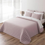 Voodikate - PIERRE CARDIN - Roosa linane voodikate - 250 x 270 cm - &Otilde;huke t&auml;idis - 2 padjap&uuml;&uuml;ri roosa