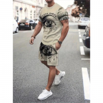 Lihtne Marmor 3D-Prindiga Suvine Vabaaja Meeste &Uuml;marakaelusega Top ja L&uuml;hikesed P&uuml;ksid Urbane T&auml;navamood Meeste &Uuml;likond Igap&auml;evane Vabaaja Mugavus L