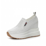 Kevad Suvi Kiilkontsaga Kingad Naiste Mood Tossud Hingav Ehtsast Nahast K&otilde;rgust Suurendavad 10cm Must Valge Kingad 38 valge