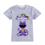 Suvine &uuml;mara kaelusega 3D Smiling Critters prindiga top moekas vabaaja l&uuml;hikeste varrukatega laste poiste ja t&uuml;drukute unisex T-s&auml;rgid 160 hall
