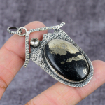 Pyrite Agate, Topaz Handmade 925 Sterling Silver Pendant 2.36 g6s81