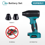 YOFIDRA harjadeta elektriline turbo puhur jet-ventilaator 4 k&auml;iguga v&auml;givaldne autokuivati k&auml;eshoitav tolmu&otilde;hup&uuml;stol puhumiseks 21V 18V akuga Without battery
