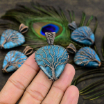 Natural Blue Apatite Gemstone Handmade Copper Wire Wrap Pendant 2.13 y3q13