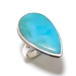 Natural Larimar Gemstone Handmade 925 Sterling Silver Gift Ring S.7 f9y21