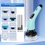 9-in-1 elektriline vannitoa puhastushari kahepikkusega k&auml;epidemetega Electric Cleaning Brush