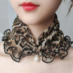 Imitatsioonip&auml;rlitest Kaelusall Peakatted Kaunistus Elegantne Trendikas Sifonki Retro Naistele One Size leopardimustriline v&auml;rv