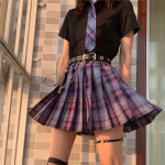 JK vormiriietuse seelikukomplekt: Autentne e-spordi stiil, kevad/suvine ruuduline, &otilde;rn l&otilde;ige, kameelia disain, l&uuml;hike seelik. XL