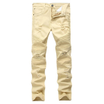 Meeste mootorratta kortsus rebenenud teksad Slim Fit elastsed retuusid teksariided meestele 28