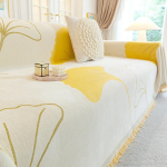 Ginkgo lehega diivanikate Maastiilis Lihtne Libisemiskindel Diivanivise M&ouml;&ouml;blikaitse Masinpestav Dekoratiivne Diivanikate 180*130cm kollane