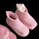 Karvased madalad naiste pahkluuni lumesaapad platvormiga seemisnahast pl&uuml;&uuml;sist puuvillased kingad br&auml;nd ruudukujuline nina naine 2025 trend uus soe vabaaja botas mujer 39 vaarika